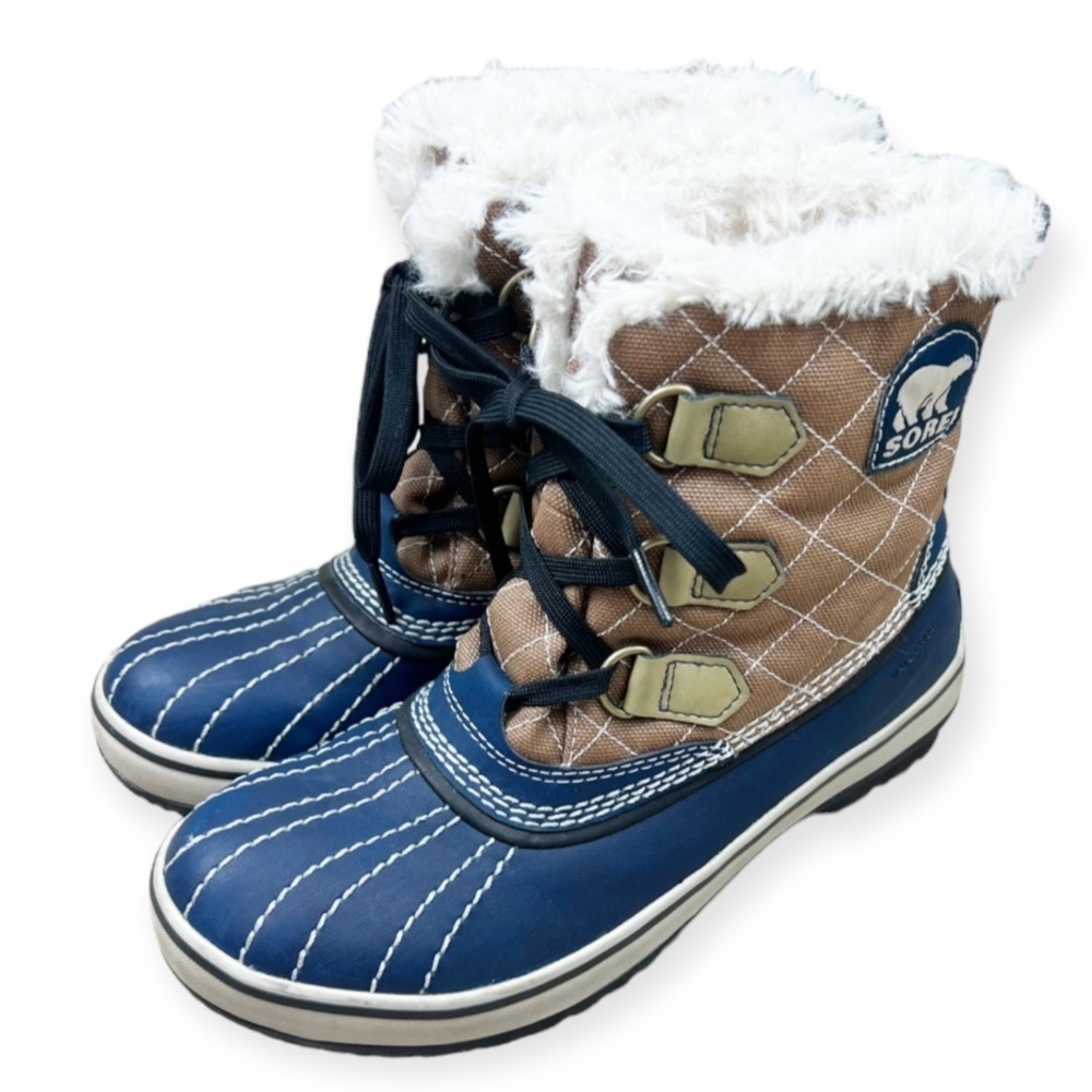 Sorel Tivoli Admiral Winter Waterproof Boots 7 Brown Navy